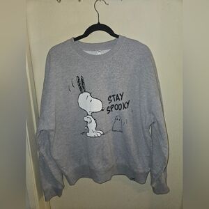 NWT RSQ Light Gray Snoopy Graphic Men's Crewneck Sweater